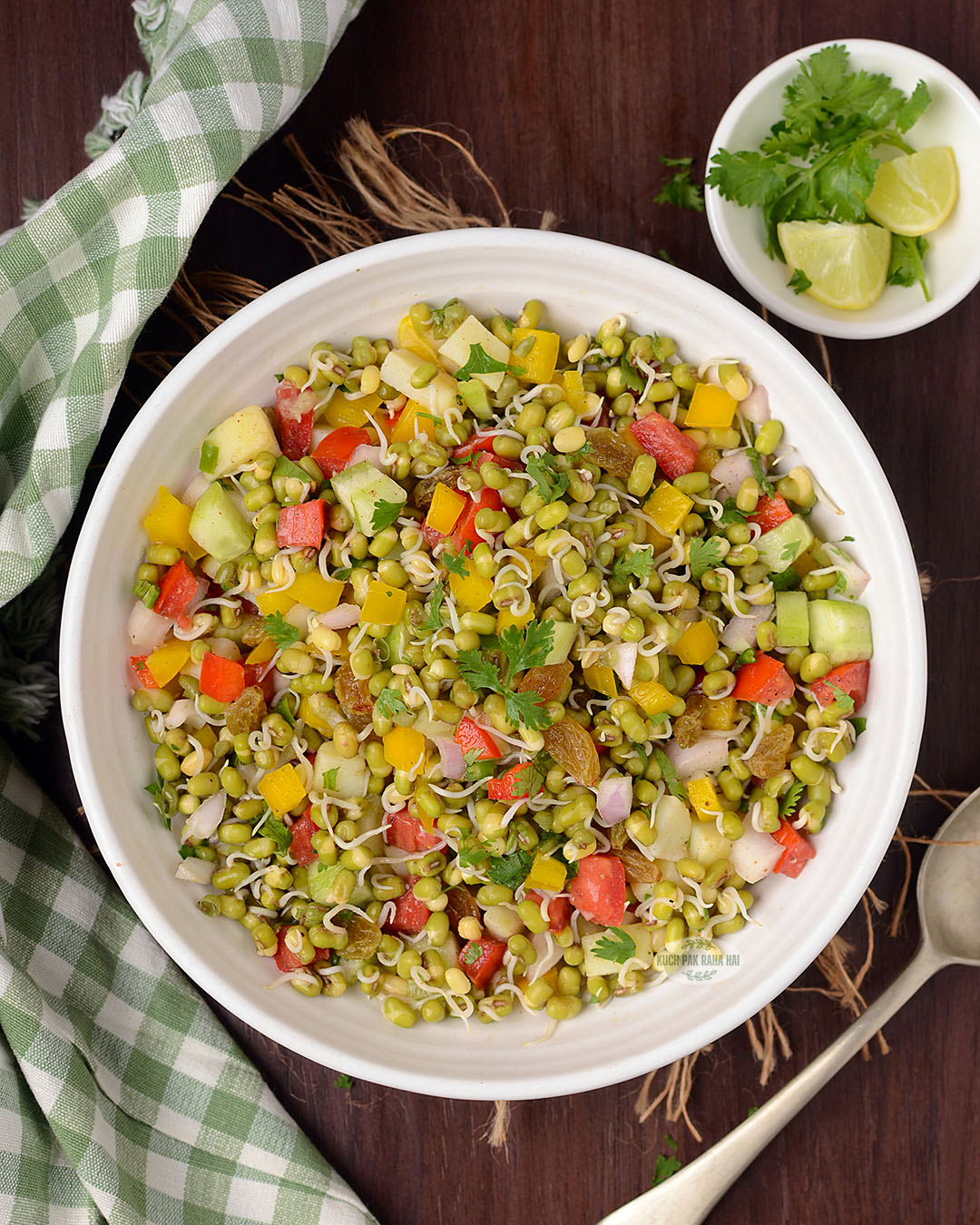 Green moong sprouts salad.