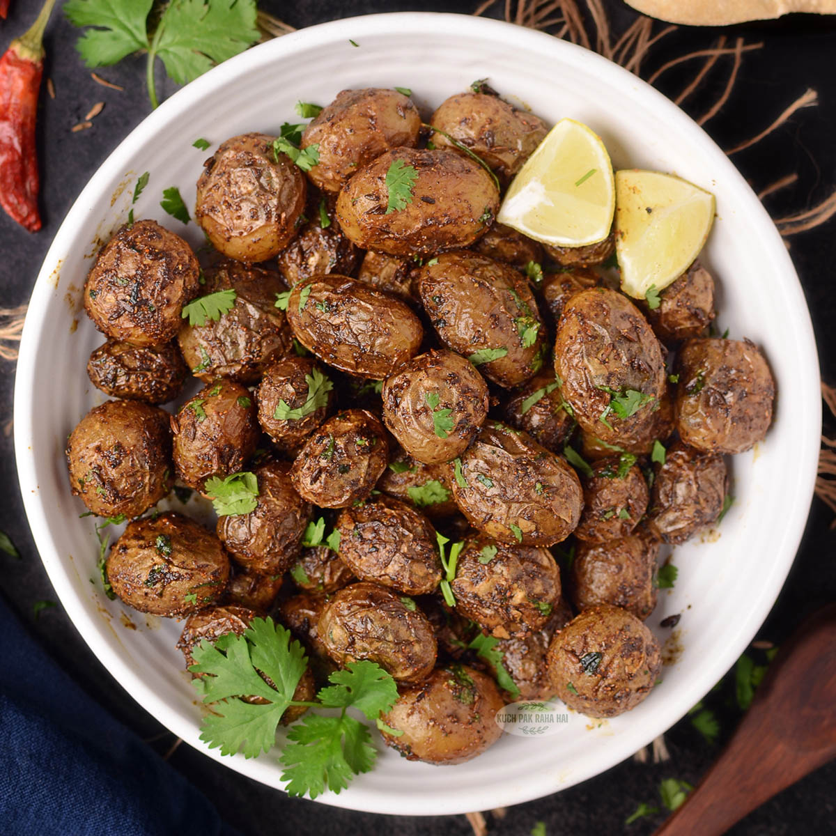 Masala baby potatoes pan fried.