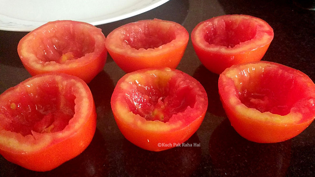 Second way of hollowing tomatoes.