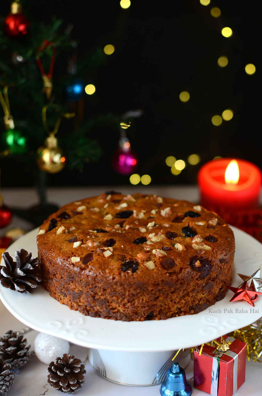 Eggless Christmas Plum Cake recipe (Christmas Fruit cake)