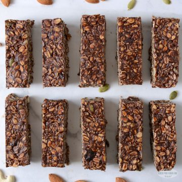 Granola bars with chocolate.