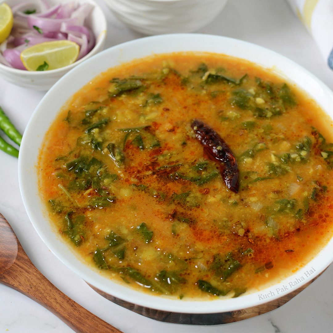 Lentils and spinach curry.