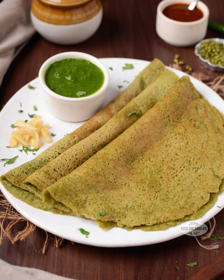 Sabut Moong Dal Chilla (Green Lentil Crepes)