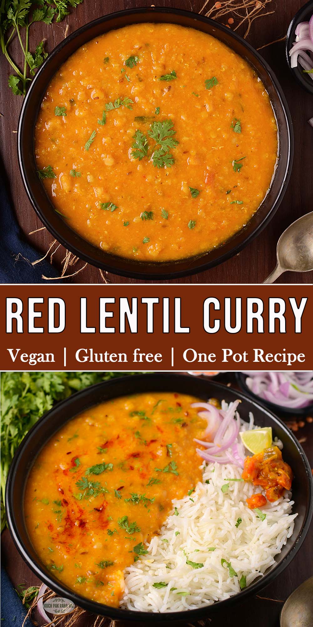 Red lentil curry vegan easy recipe.