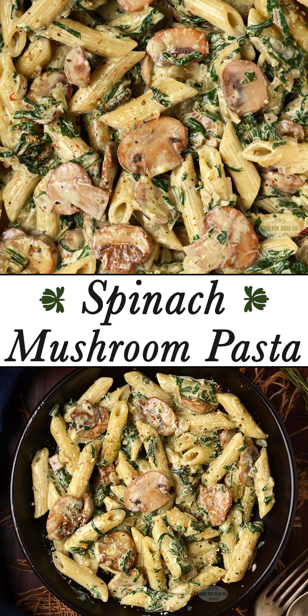 Spinach mushroom pasta creamy.