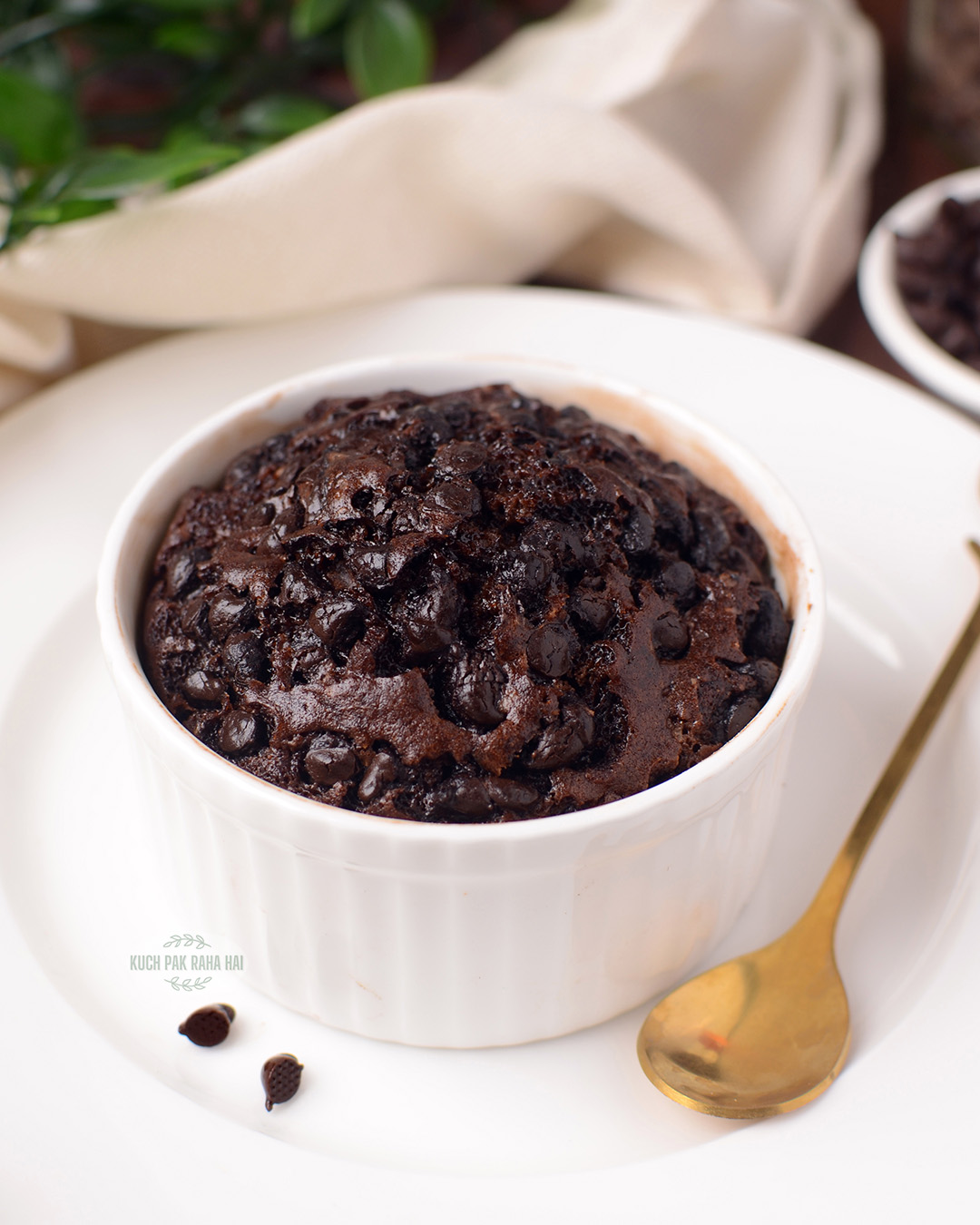 Air fryer chocolate cake in a cup.