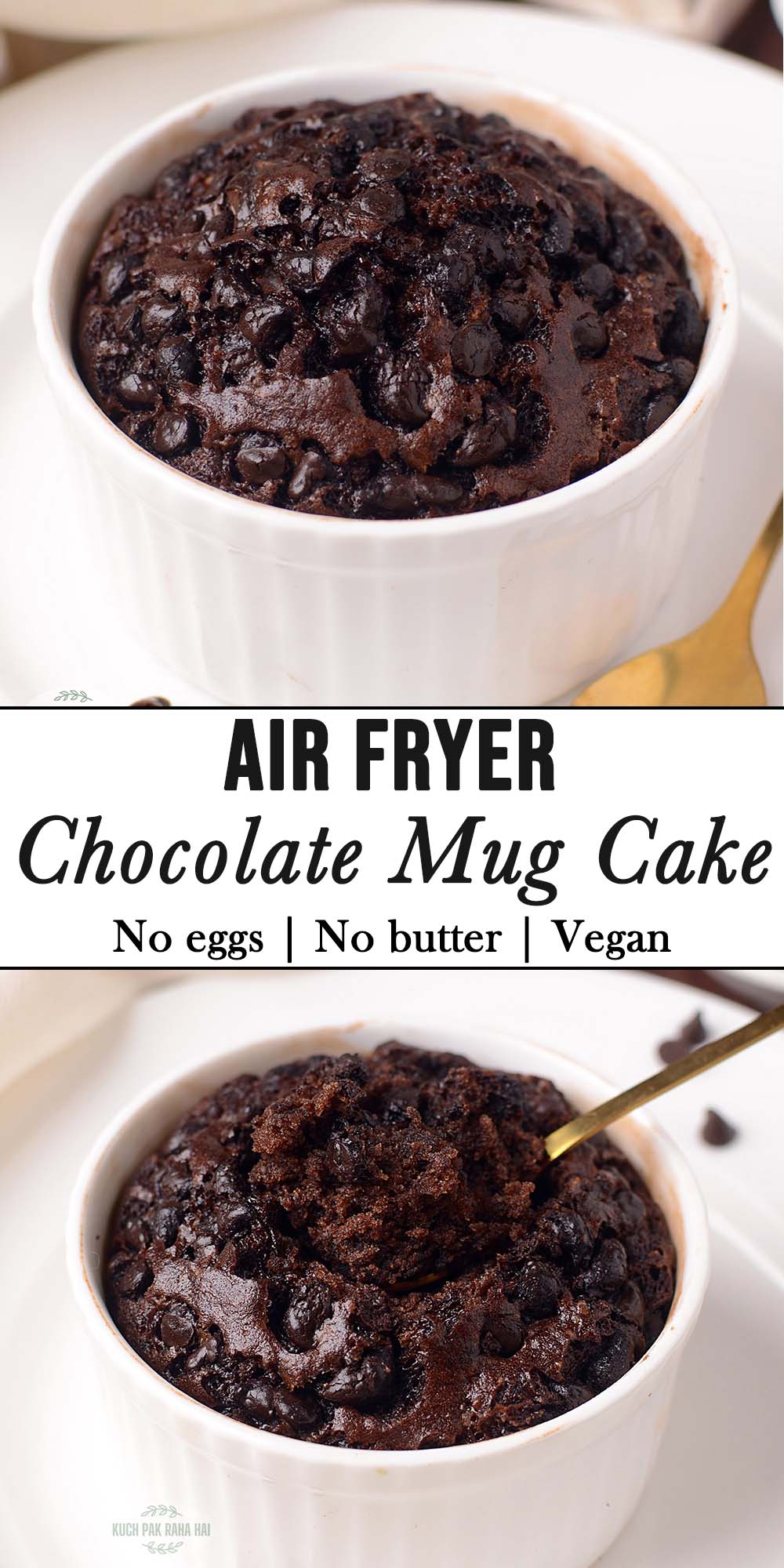 Eggless vegan air fryer mug cake.