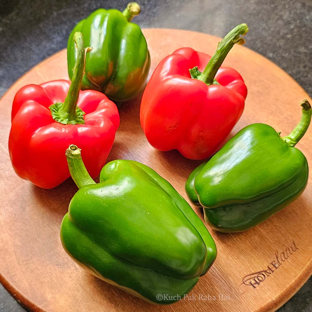 Washed & dried bell peppers.