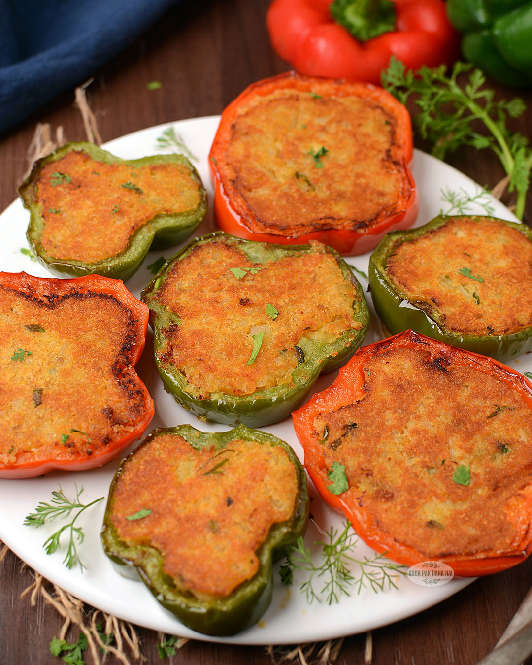 Veg stuffed bell peppers Indian recipe.