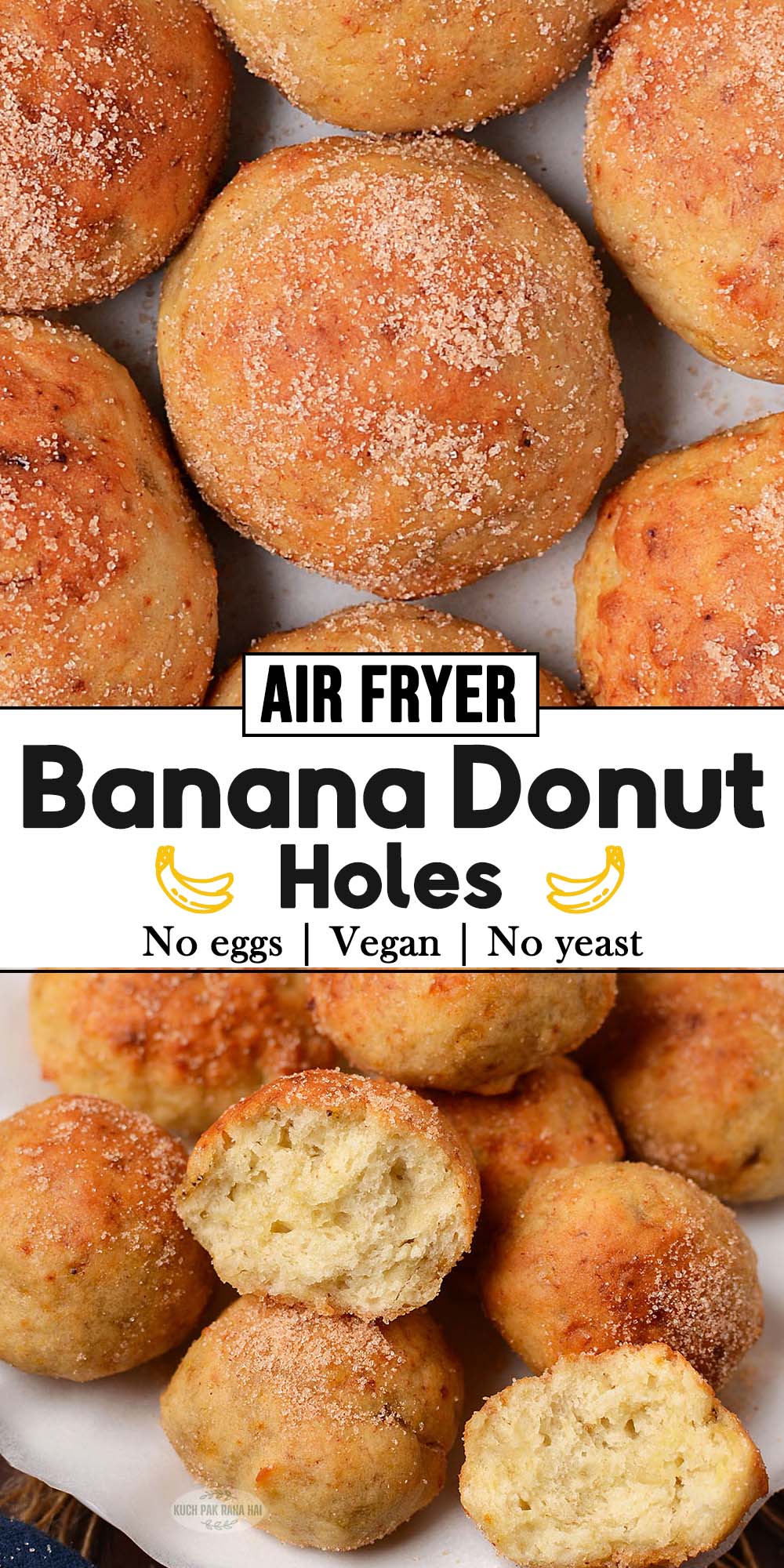 Air fryer baked banana donut holes healthy.