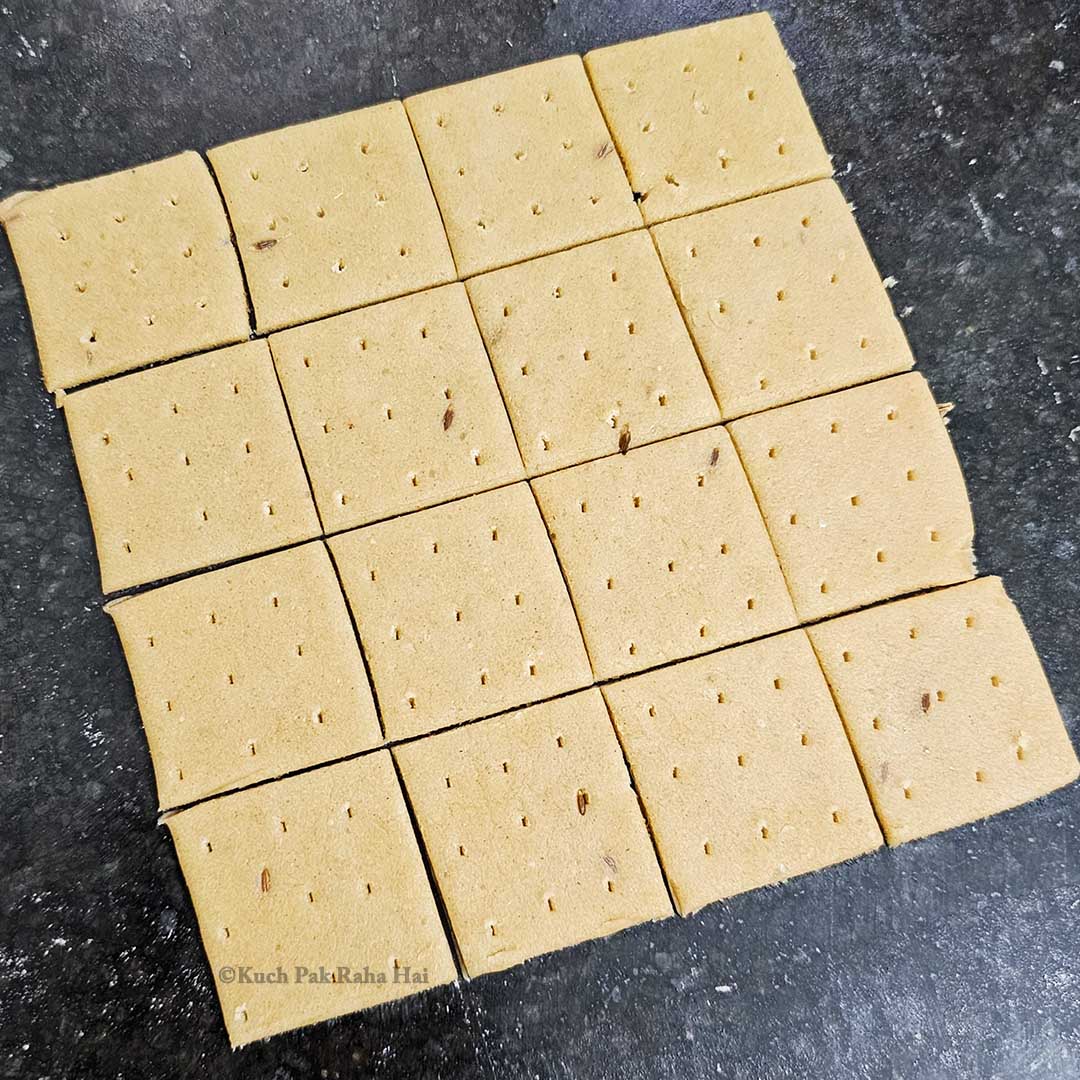 Cutting crackers and docking them.