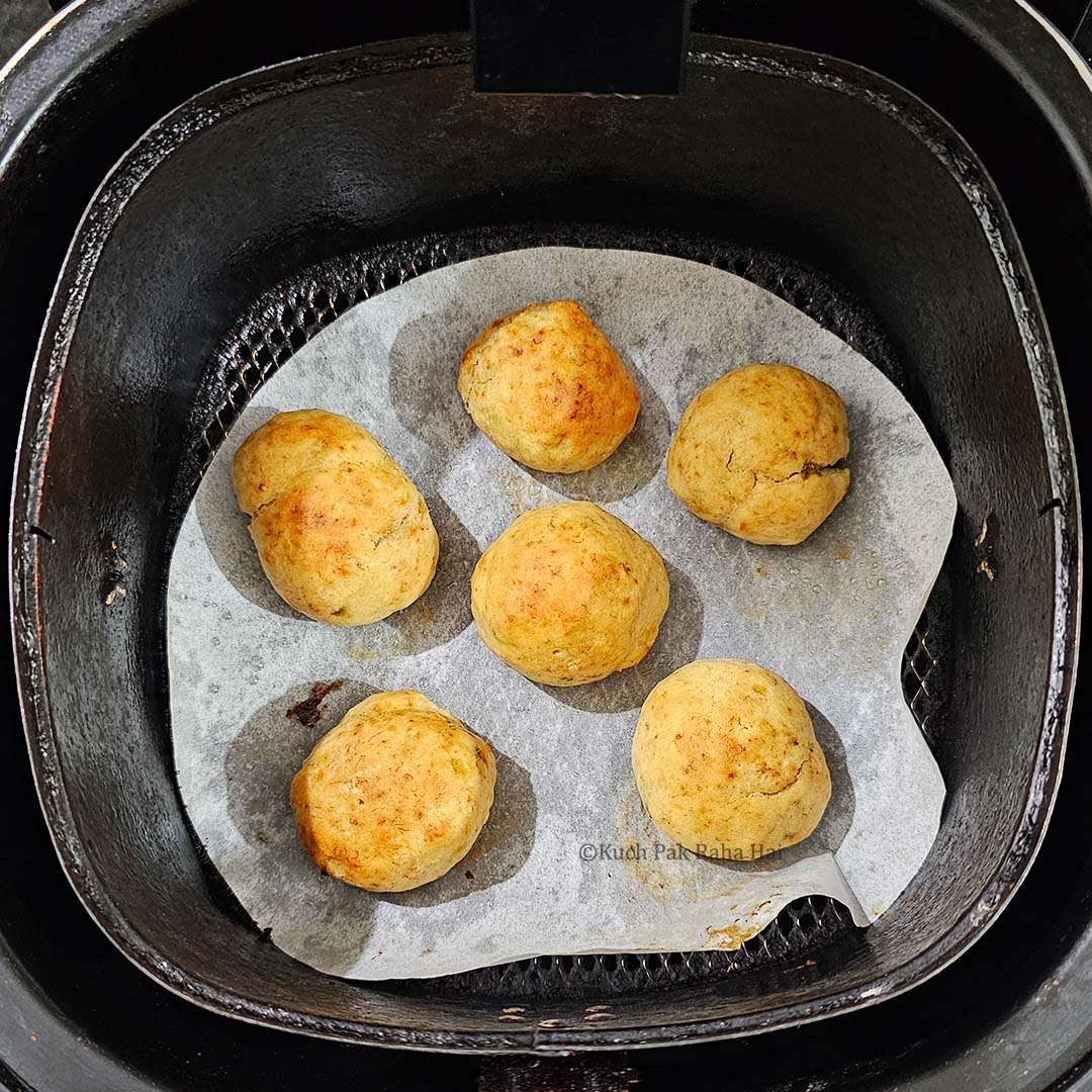 Air fried banana donut holes are ready.