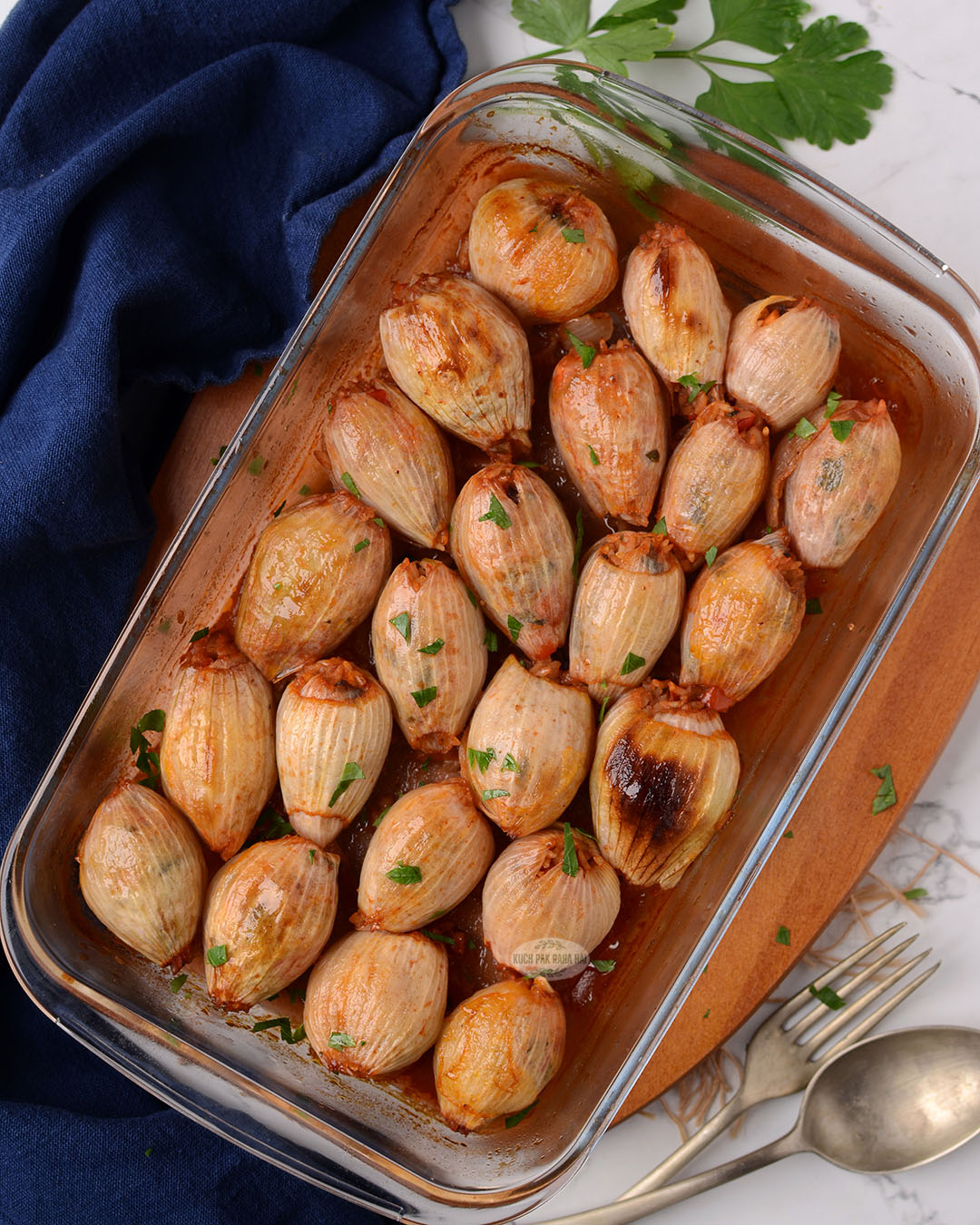 Vegetarian stuffed onions.