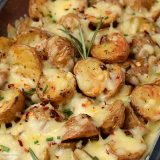 Roasted cheesy garlic potatoes.