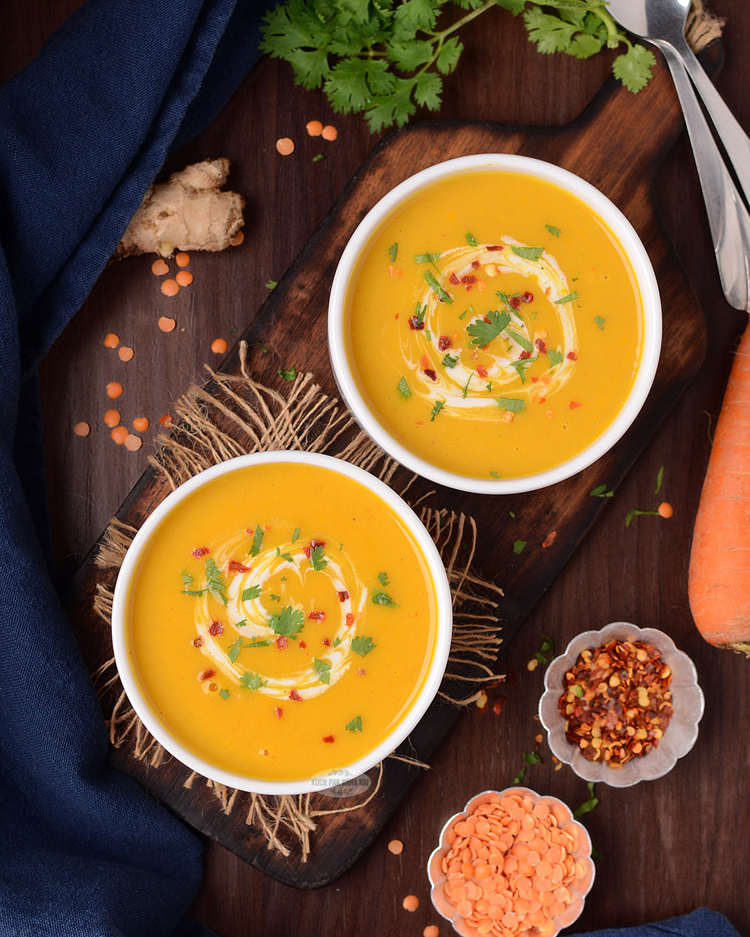 Carrot lentil coconut soup.