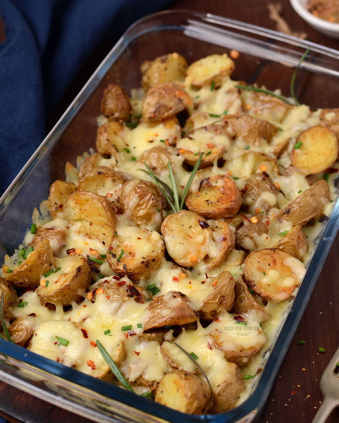 Cheesy small potatoes.