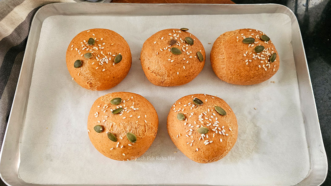 Baked lentil bread straight out of oven.