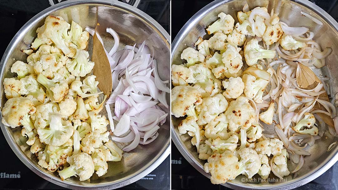 Sautéing onion and garlic.