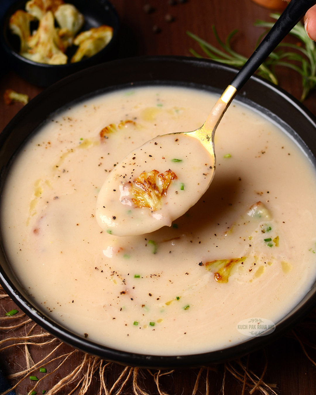 Creamy cauliflower soup no milk no flour used.