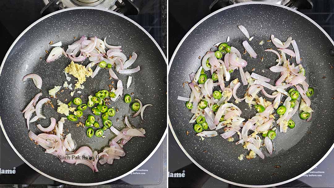 Sautéing ginger garlic.